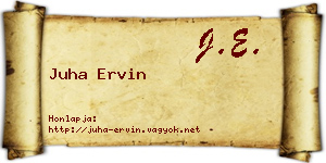 Juha Ervin névjegykártya